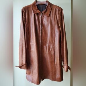 VERA PELLE Italian Vintage 100% Genuine Leather Coat/Woman's Brown
